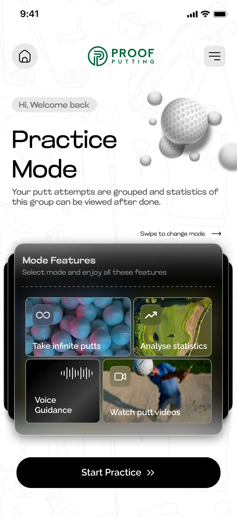 Proof Putting — Golf Putting Analysis App | Mobile UI — 03